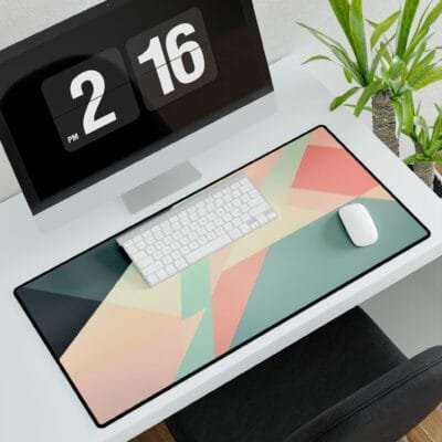 Minimalist Pastel Geometric Desk Mat - Abstract Modern Design