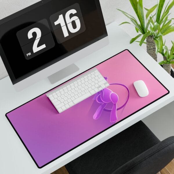 Mew-Inspired Desk Mat | Pink Gaming Mouse Pad | Pokemon Theme Desk Pad | Large Anime Desk Mat | Smooth Non-Slip Mouse Pad - Image 2