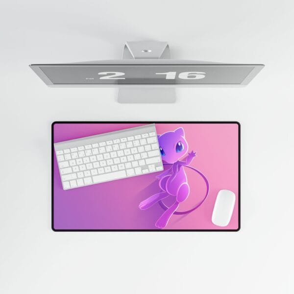 Mew-Inspired Desk Mat | Pink Gaming Mouse Pad | Pokemon Theme Desk Pad | Large Anime Desk Mat | Smooth Non-Slip Mouse Pad