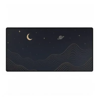 Celestial Desk Mat | Galaxy Night Sky Mouse Pad | Large Desk Pad with Stars and Moon | Cosmic Office Decor | Topographic Gaming Mat