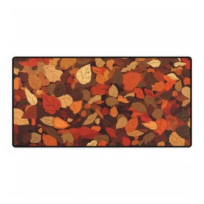 Autumn Leaves Desk Mat | Fall Mouse Pad | Cozy Aesthetic Desk Decor | Non-Slip Rubber Base | Vibrant Leaf Pattern