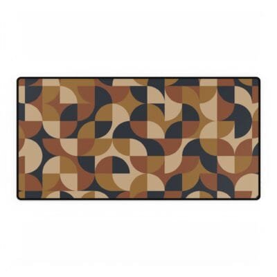 Retro Geometric Desk Mat Large Mouse Pad with Mid Century Modern Pattern in Earth Tones for Home Office or Gaming Setup