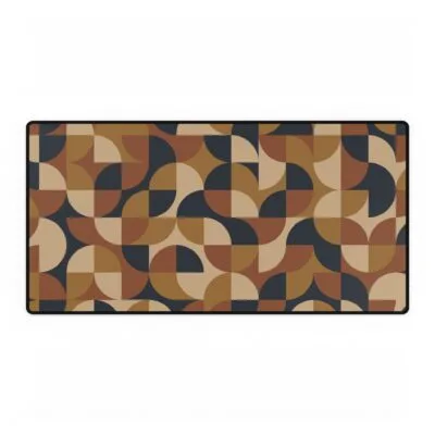 Retro Geometric Desk Mat Large Mouse Pad with Mid Century Modern Pattern in Earth Tones for Home Office or Gaming Setup