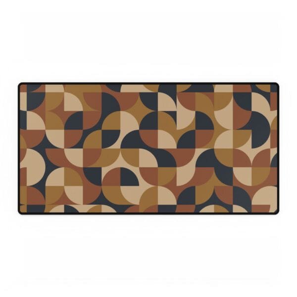 Retro Geometric Desk Mat Large Mouse Pad with Mid Century Modern Pattern in Earth Tones for Home Office or Gaming Setup