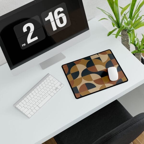 Retro Geometric Desk Mat Large Mouse Pad with Mid Century Modern Pattern in Earth Tones for Home Office or Gaming Setup - Image 7