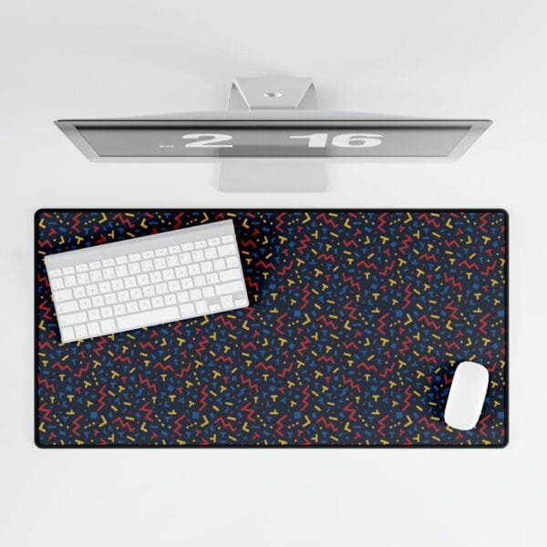 Colourful Retro 80s Style Desk Mat | Large Mouse Pad for Office & Gaming | Fun Geometric Pattern Desk Accessory - Image 4