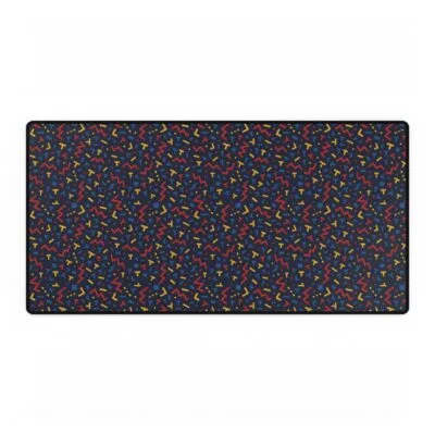 Colourful Retro 80s Style Desk Mat | Large Mouse Pad for Office & Gaming | Fun Geometric Pattern Desk Accessory