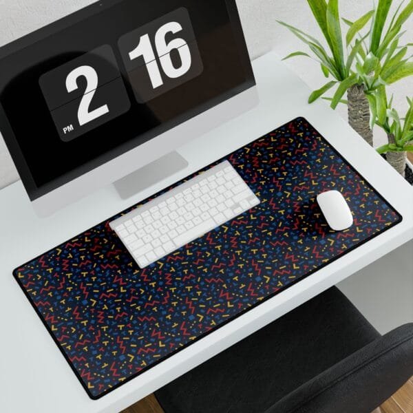 Colourful Retro 80s Style Desk Mat | Large Mouse Pad for Office & Gaming | Fun Geometric Pattern Desk Accessory - Image 3
