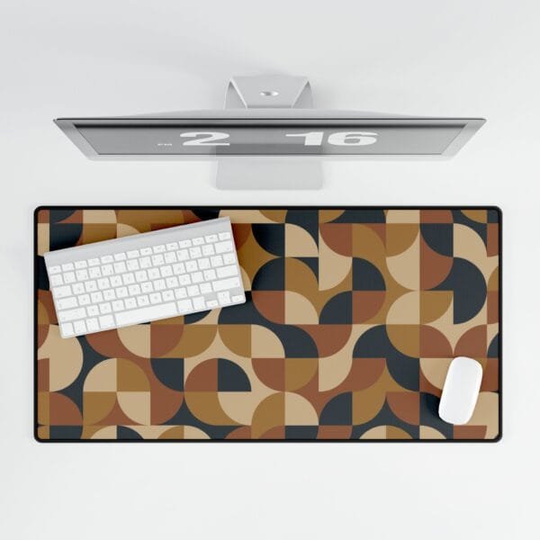 Retro Geometric Desk Mat Large Mouse Pad with Mid Century Modern Pattern in Earth Tones for Home Office or Gaming Setup - Image 4