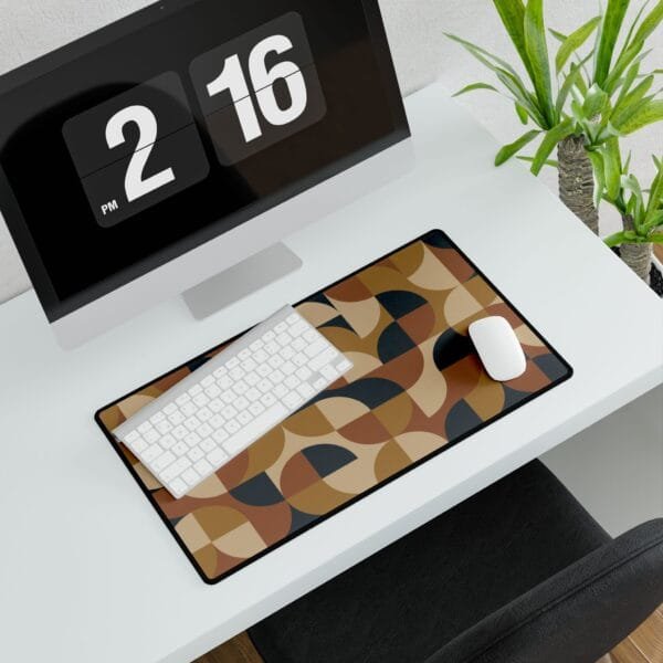 Retro Geometric Desk Mat Large Mouse Pad with Mid Century Modern Pattern in Earth Tones for Home Office or Gaming Setup - Image 11